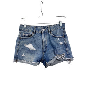 Garage Denim Mom Jean Shorts Size 25 Distressed Casual Summer Blue Zip Vacation